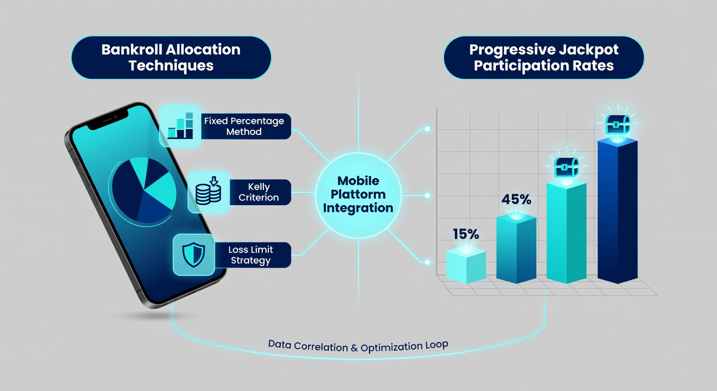 Infographic showing correlation between bankroll segmentation and progressive jackpot participation metrics on mobile devices