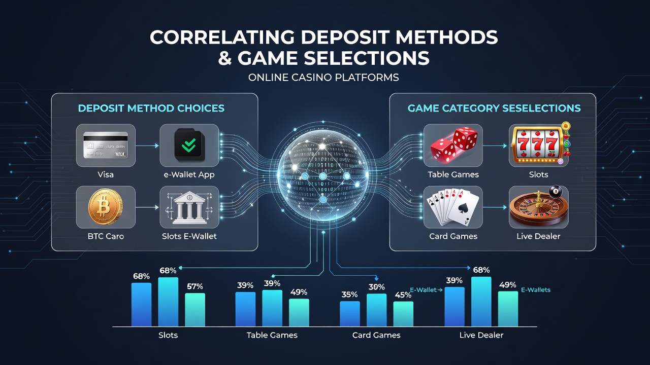 Infographic illustrating regional differences in deposit method usage and corresponding game selections on casino platforms