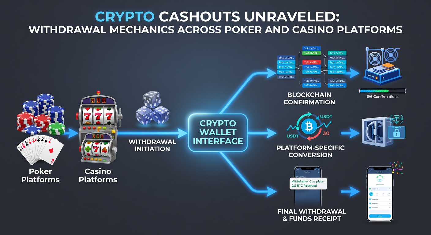 Comparison chart of withdrawal speeds and fees for crypto on poker versus casino sites, featuring icons for Bitcoin, Ethereum, and USDT transactions