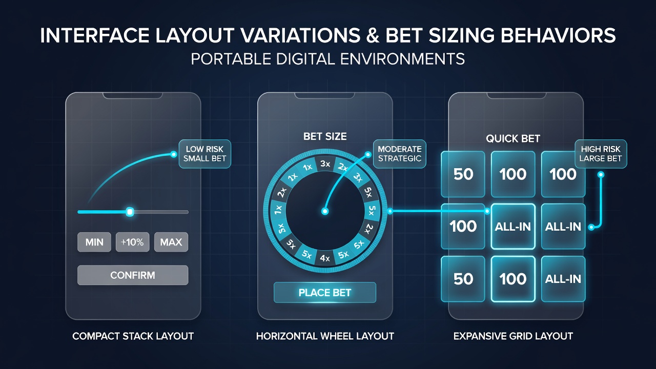 Mobile betting app interface showing different bet sizing controls including sliders and quick bet buttons