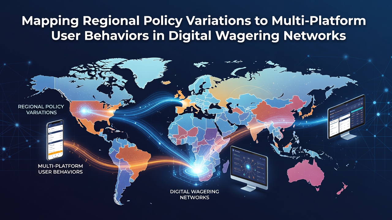Visual representation of regional policy maps overlaid with user behavior data in digital wagering