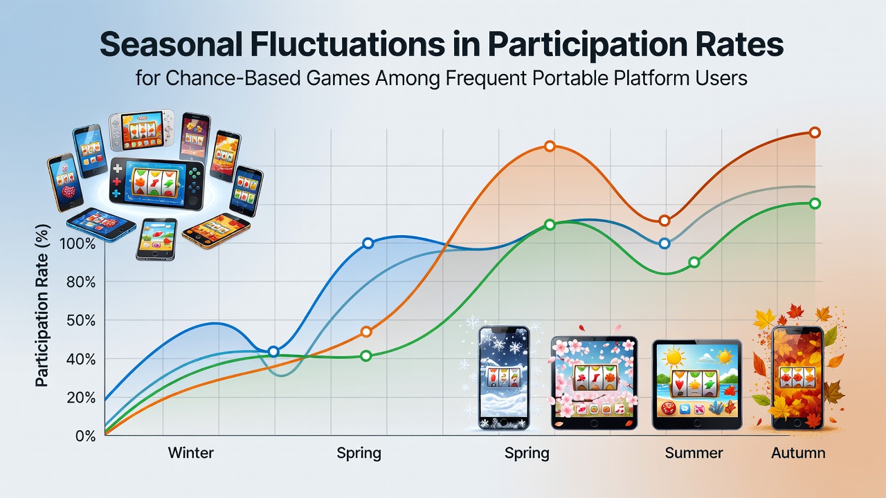 Mobile users engaging with chance-based games on portable platforms during different seasons