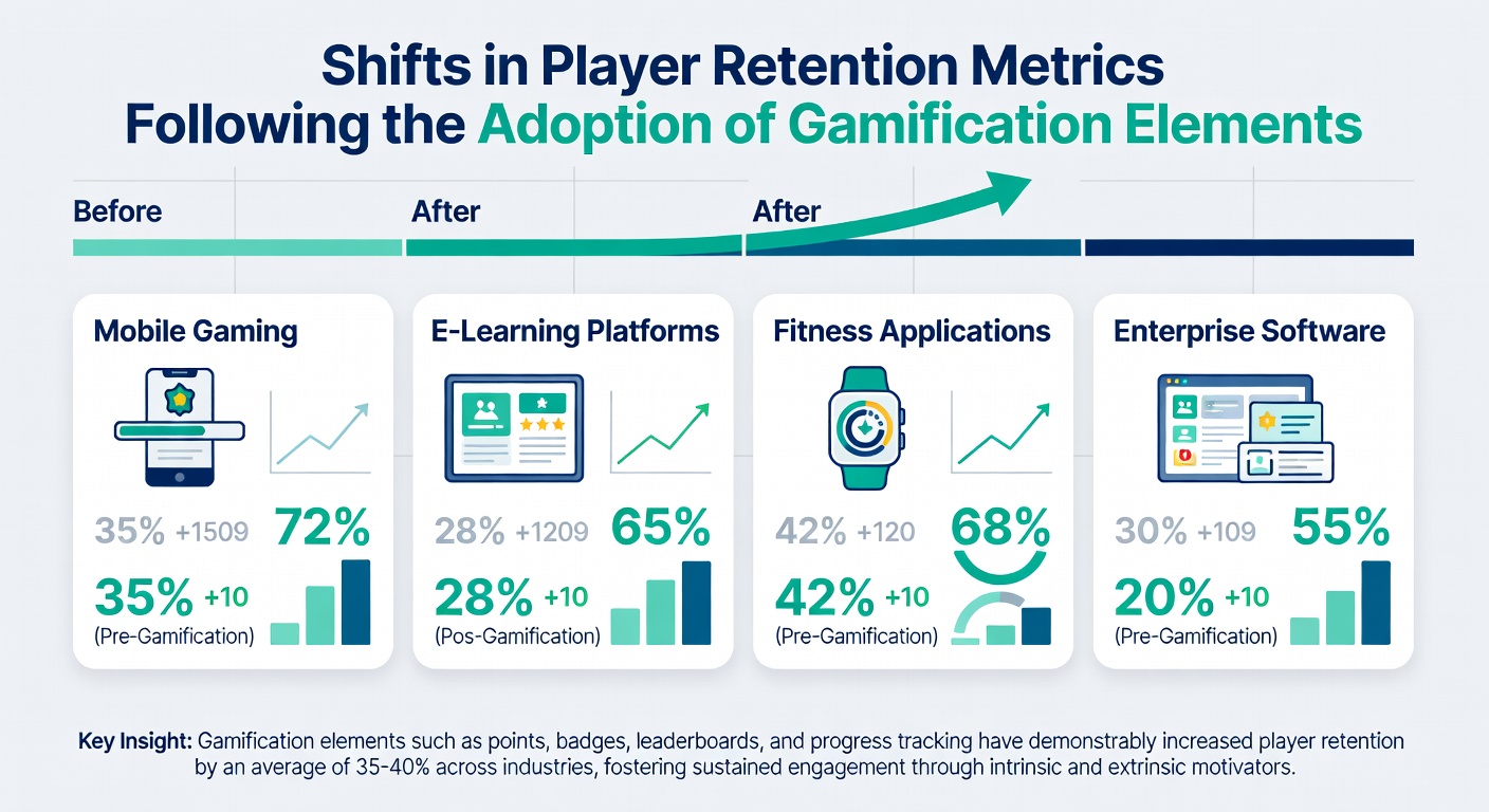 Analytics chart comparing retention rates before and after gamification rollout across several betting platforms