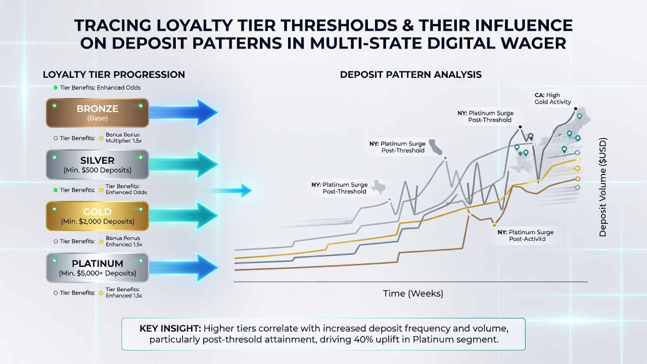 Graph illustrating average deposit amounts before and after loyalty tier upgrades in multi-state platforms