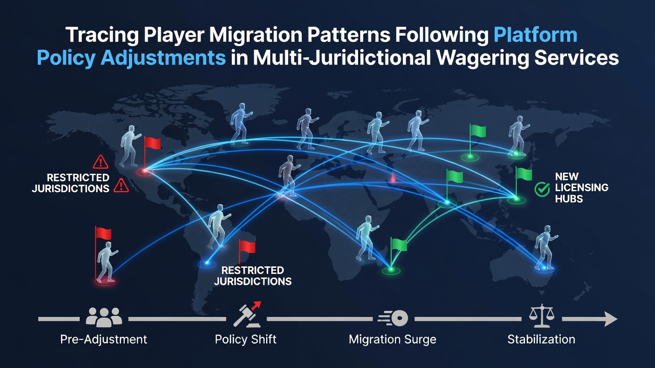 Map showing player migration flows across different wagering jurisdictions in 2026